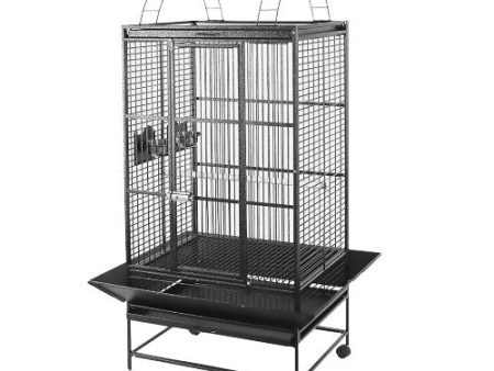 Cage HARI à toit avec aire de jeu pour perroquets, noir et gris argenté antique, L. 76 x l. 61 x H. 178 cm (30 x 24 x 70 po) Supply