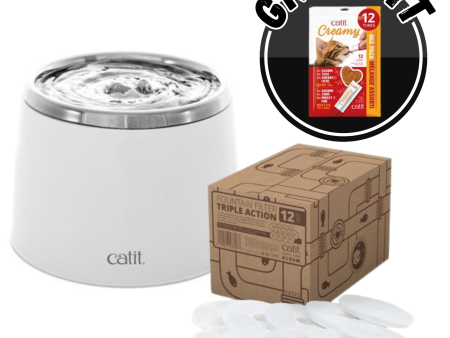 Catit abreuvoir dessus en acier inoxydable 2 litres et 12 filtres supplémentaires + CADEAU on Sale