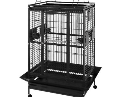 Cage HARI à toit avec aire de jeu pour perroquets, noir et gris argenté antique, L. 91 x l. 71 x H. 174 cm (36 x 28 x 68,5 po) Online Sale