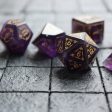 Dragon Shield Purple Gemstone Amethyst Dice (With Box) Hand Carved Polyhedral Dice Set Online Sale