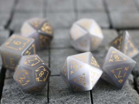 Dragon Shield Gemstone Gray Cats Eye Stone (And Box) Polyhedral Dice Set Online