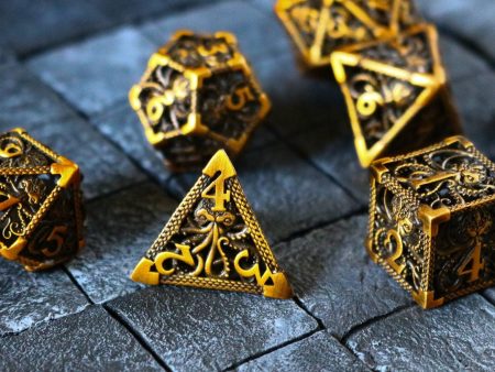 Octopus Hollow Metal Dice Set Gold Tabletop Gaming For Sale