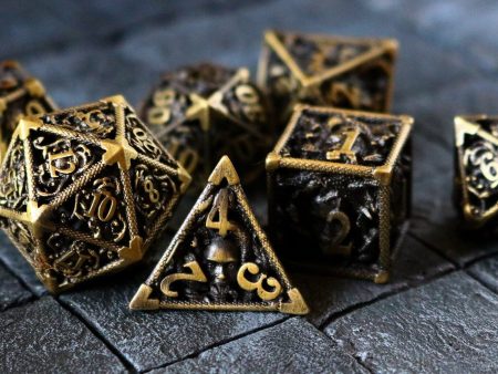 Medusa Bronze Hollow Metal Dice Set Tabletop Gaming Discount