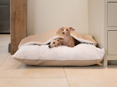 Sleepy Burrows Bed With Removable Cover in Sand Rhino Tough Faux Leather by Lords & Labradors For Sale