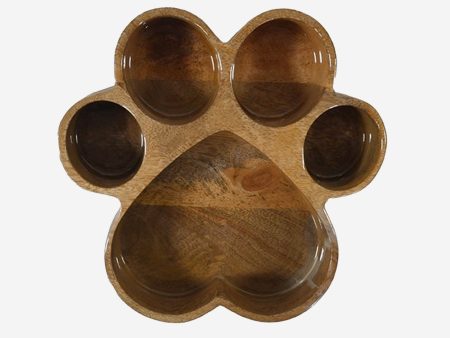 Rosewood Wooden Paw Print Dog Bowl Fashion